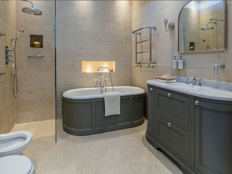 Bathroom cabinet with open storage design